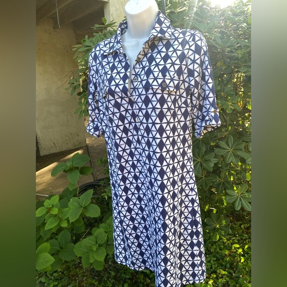 J McLaughlin Navy Blue Geometric Women’s Dress - Picture 2 of 10